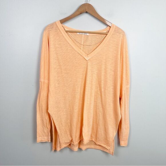 Free People We The Free Peach On My Mind Burnout Long Sleeve Tee - Picture 2 of 7
